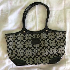 Coach black signature tote style handbag
